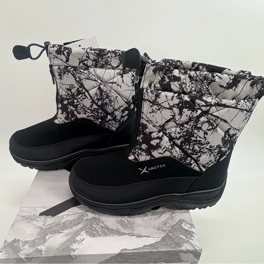 ARCTIX Womens sz 7 Cracked Marble White Quilted Faux Suede Tracer Boot NEW - Picture 4 of 12